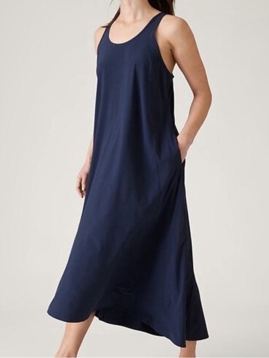 Athleta Dresses & Skirts - Athleta Presidio Maxi Midi Dress Navy Blue Lightweight Material Pockets Small